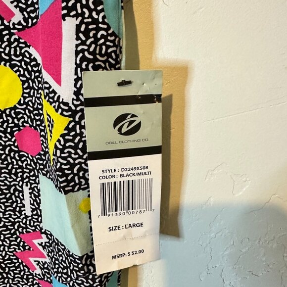 Saved By The Bell Look Button Shirt SzL Retro 80s Geometric All Over Print - Picture 3 of 12